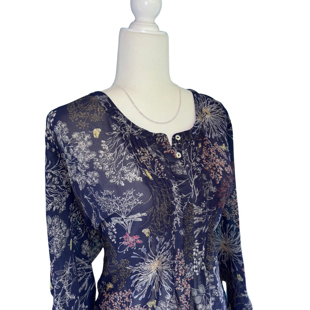 Motherhood Maternity Plus Size 3X Blue Floral Print Tunic Lightweight Blouse - Picture 2 of 6
